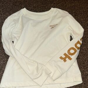 Reebok Kids Cream Long Sleeve Tee with Gold Accents